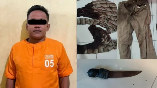 Kapolres HSS AKBP Awaludin Syam menggelar konferensi pers kasus pembunuhan anak tiri terhadap ayah tiri di Daha Selatan Hulu Sungai Selatan Kamis 26 Maret 2026