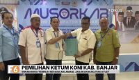 Irwan Bora resmi terpilih sebagai Ketua Umum KONI Kabupaten Banjar periode 2026–2030.