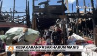 petugas labfor periksa lokasi kebakaran pasar harum manis