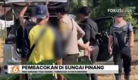 Polisi berada di lokasi penganiayaan brutal di Desa Pakutik Kecamatan Sungai Pinang Kabupaten Banjar.
