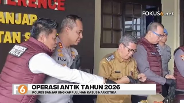 Polres Banjar mengungkap 46 kasus narkotika dalam Operasi Antik 2026 dan mengamankan 54 tersangka beserta barang bukti sabu hingga ekstasi.