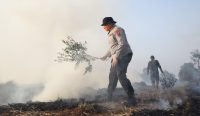 Kapolda Kalsel turun langsung memimpin pemadaman karhutla di Pengayuan, Banjarbaru, setelah api mendekati permukiman warga.