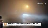 Kabut asap karhutla menyelimuti sejumlah ruas jalan Banjarbaru, Sabtu (29/8/2026) pagi. Jarak pandang menurun.