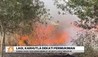 Karhutla di Desa Indrasari, Kabupaten Banjar, membakar semak kering hingga mendekati permukiman.